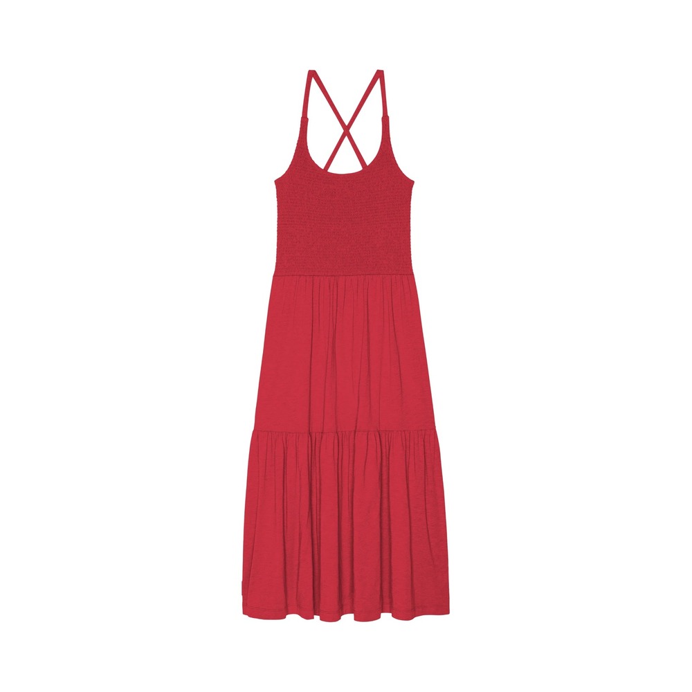 Nation LTD Los Angeles Penelope Smocked Midi Heartbeat Red - Picture 5 of 12